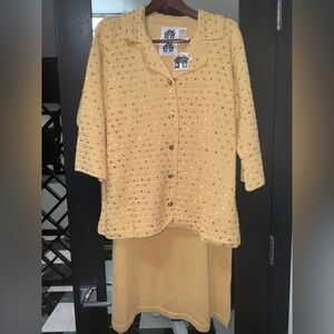 NWT Storybook Knits 3 piece cardigan sweater gold/yellow sequin embellishments